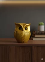 Modern Classy Lucky Owl Resin Showpiece — Golden Tabletop Decor - Image 2