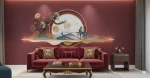 Luxury 3D Modern Oriental Deer Wall Art - Image 2