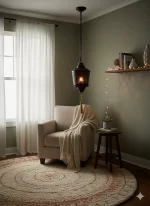 Moroccan-Style Hanging Lantern – Black Metal Lamp with Golden Tassel for Indoor & Outdoor Decor - Image 4