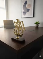 Vintage Brass Ship Showpiece with Wooden Base – Nautical Home & Office Decor - Image 2
